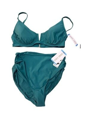 NWT Anne Cole Ocean Green Women Bikini Swimsuit3 way bottoms  Size Large